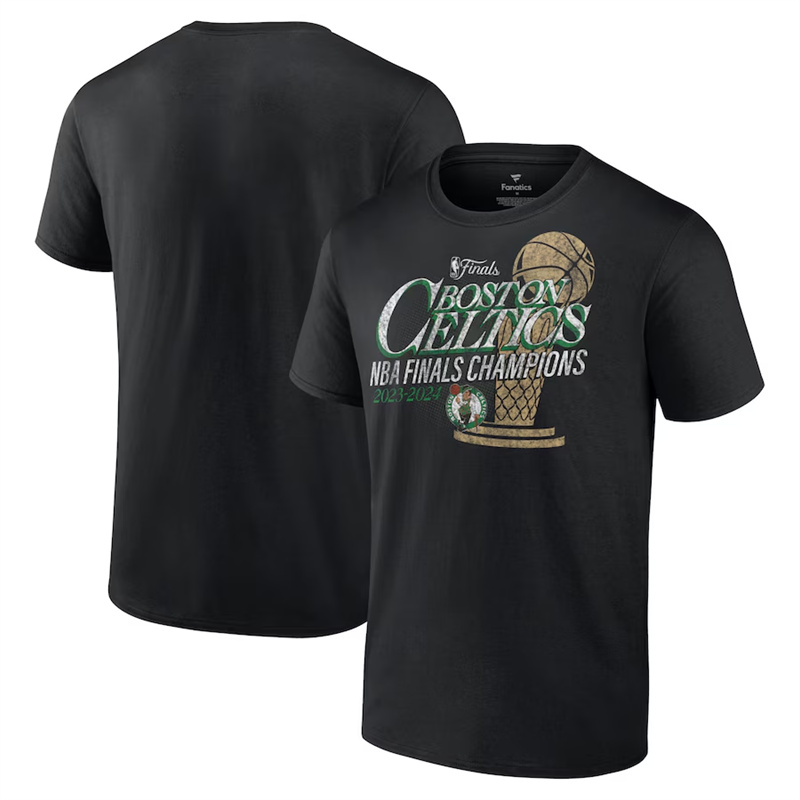 Men's Boston Celtics Black 2024 Finals Champions Fast Break Finish Trophy T-Shirt